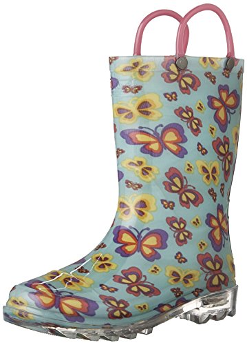 Western Chief Kids Girls' Light-Up Waterproof Rain Boot, Flutter Fierce Lighted, 11 M US Little Kid
