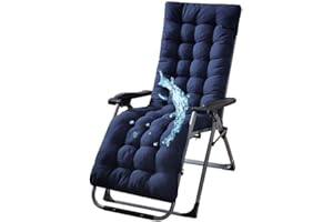GHKWXUE Patio Chaise Lounger Cushions waterproof thicken 3”gravity chair cushion soft comfortable,with 8Ties and fixed Top Cover plump fillers high-grade pearl cotton filling lounge chair cushion&dark blue