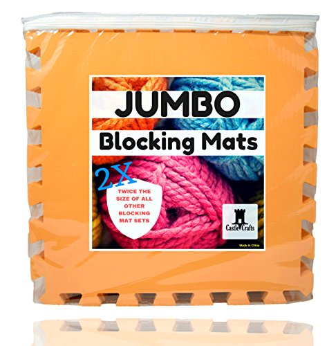 JUMBO 2X SIZE Blocking Mats By Castle Crafts | EXTRA Thick Blocking Boards With Storage Bag for Knit Blocking Needlework Crochet Lacework | Steam And Wet Blocking Safe | BIG Size BIG Coverage (9 Pack)