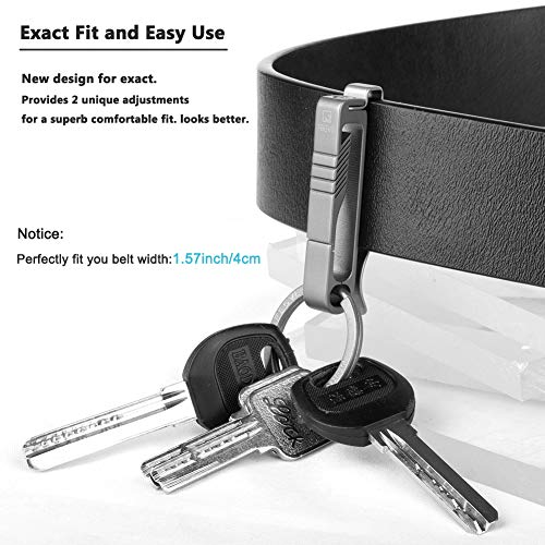 FEGVE Titanium Belt Key Holder With Detachable Titanium Key Ring,Belt