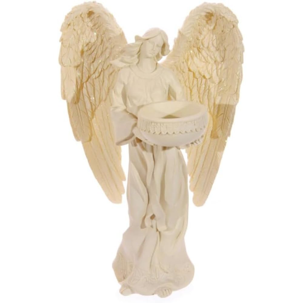 Puckator Standing Angel Figurine Tea Light Candle Holder - Bathroom Fireplace Shelf Ornament - Tealight Holders - Glass - New Home Gifts - Living Room Accessories - Gothic Agel Gifts For Women