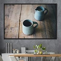 Framed Canvas Wall Art Coffee in The Mornings Coffee Dark Drinks Farmhouse/Country Group Multicolor Photography Realism - 16x24 inches
