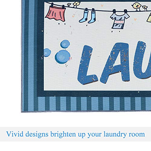 Carvapet Laundry Room Decorative Printed Runner Rug, Blue 20x59 Inch