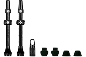 Muc-Off Tubeless Valves V2 – 60mm Black | 4X 7075 Aircraft-Grade Aluminium Presta Valves with Core Removal Tool | 44mm / 60mm