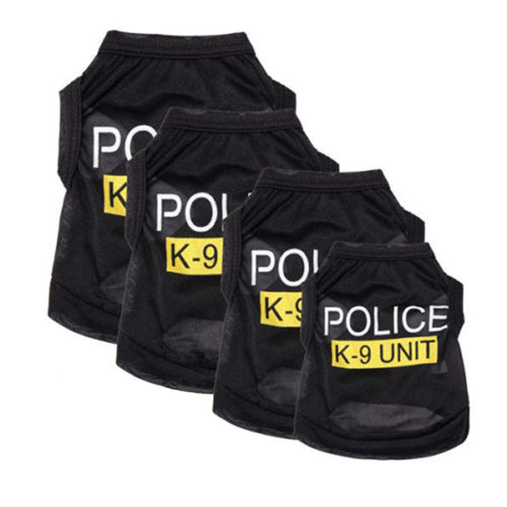Pet Dog Puppy T-Shirt Police Vest Cosplay Dog Costume Black