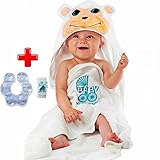 Hooded Baby Towel â€“ 100% Organic Cotton Baby Towel Set â€“ Kids Hooded Towel Makes Perfect Baby Shower Gift â€“ Cute Monkey Towel Set for Toddlers with Free Washcloth and Baby Teething Cloth by Rotshl