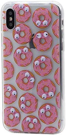 iPhone X iPhone 10 Case Cover CKCY Cute Googly Moving Eyes Transparent Hybrid Hard Plastic Back Plate and Soft TPU Gel Bumper [Shock Absorption] Slim Fit for Apple iPhone X (2017) (Sweet Circle)