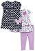 Simple Joys Baby Girl's 3 piece Playwear Set Sleepwear, Navy/Purple, 6-9 Months