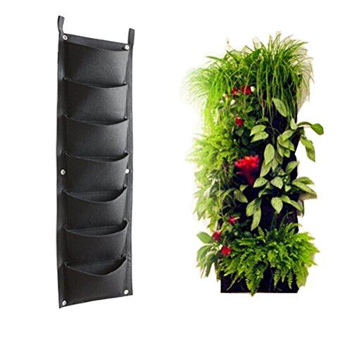 Amgate 7 Pockets Vertical Wall Garden Planter Wall-mounted Plant~ 11.8 in * 40 in ~ for Indoor/outdoor Premium Strong & Durable Felt for Excellent Irrigation, Easy to Hang & Fill