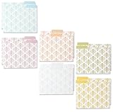 12 Pack Decorative Assorted Designer File Folder Set - 6 Different Colored Damask Designs - Letter Size with ½ Inch Cut Top Memory Tab - File Filing Organizers - 9.5 x 11.5 Inches