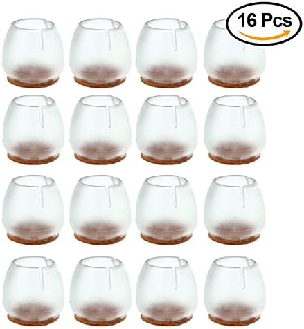 Wenmeili 16pcs Silicone Chair Leg Caps Feet Pads Furniture Table Covers Floor Protectors for 25-29MM Round Legs (Transparent)