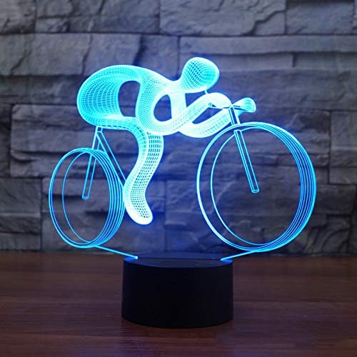 Wangzj 3D Visual Illusion Lamp/Christmas Gift/7 Colors Led Nightlight/Christmas Decor/USB Powered/Riding Bike [Energy Class A++]