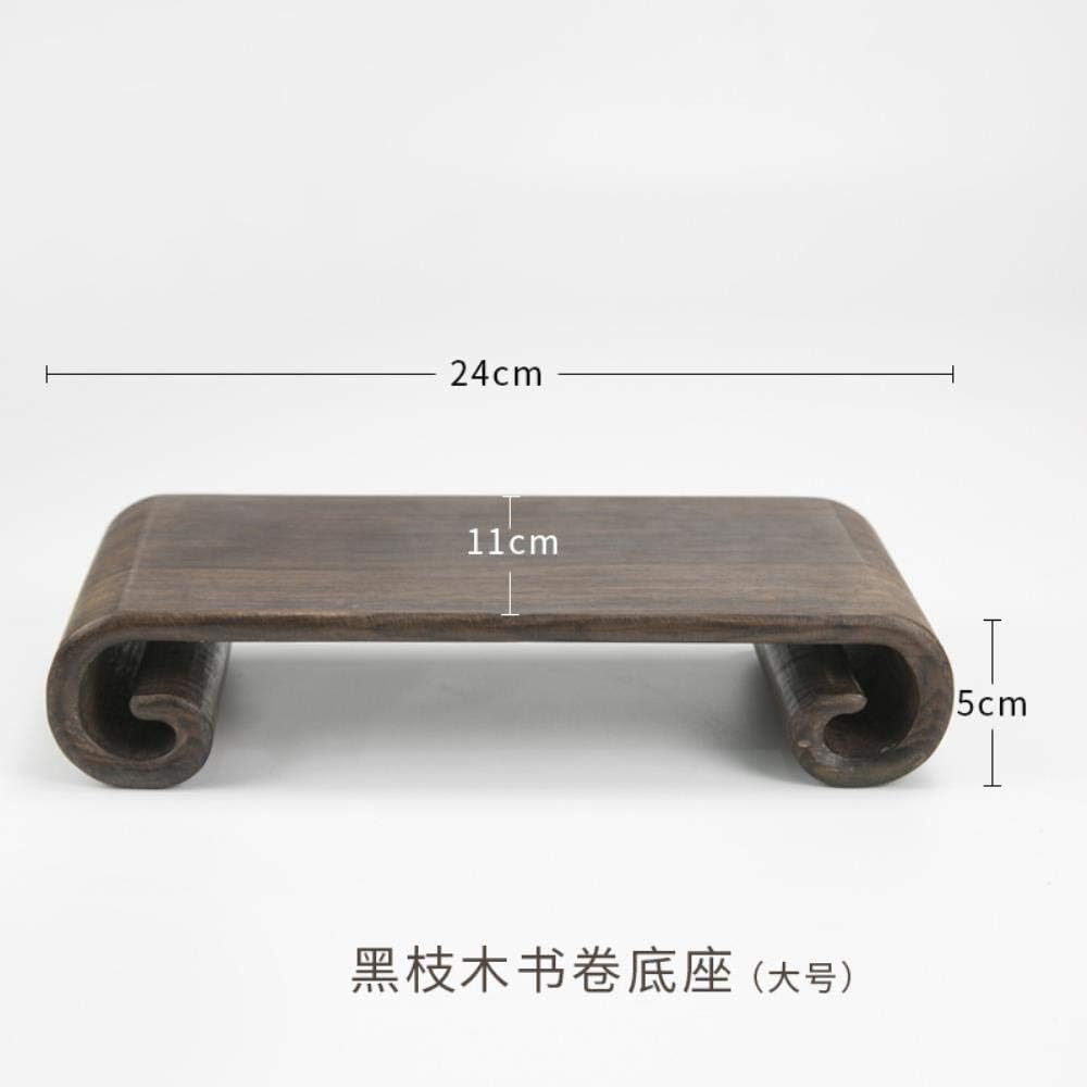 Wulian Desktop Pot Arrangement Handmade Bamboo Flower Basket Ornaments Decorate the Living Room Chinese Woven Vase Utensils Black Stick Wood Scroll Base Large Medium