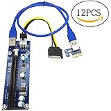 PCI-E 16x to 1x Mining Dedicated Riser Adapter Card + USB 3.0 Extension Cable, 60cm + 6-Pin PCI-E to 15-Pin SATA Power Cable, 20cm
