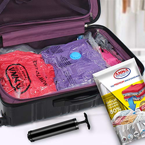 Anna Home Jumbo Vacuum Storage Bags (6 Medium) Space Saver Storage Bags. Durable and Reusable Vacuum Sealer Bags for Clothes Storage, Travel Hand Pump Included - Thumbnail 6