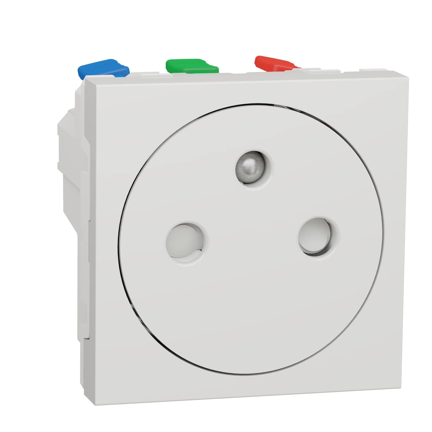 Unica – Socket 2P + T – FR – 90° – Flush – Quick Coupling – White – Mecha Only