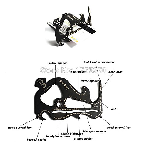 Pocket Monkey Multitool - Thin Wallet size for easy carry! Perfect EDC Gear!