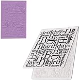 3-D Textured Impressions Background Embossing Folder, Happy Birthday Words Pattern Plastic Embossing Folder Template for Card Making Scrapbooking Paper Craft Album Stamps DIY D&eacute;cor