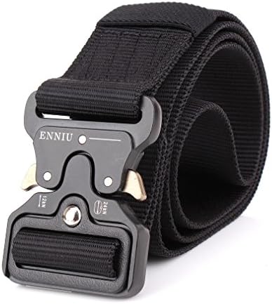 Thecastle Tactical Belt, Heavy Duty Waist Belt Adjustable Military Style Nylon Belts with Metal Buckle Molle System 1.5" black