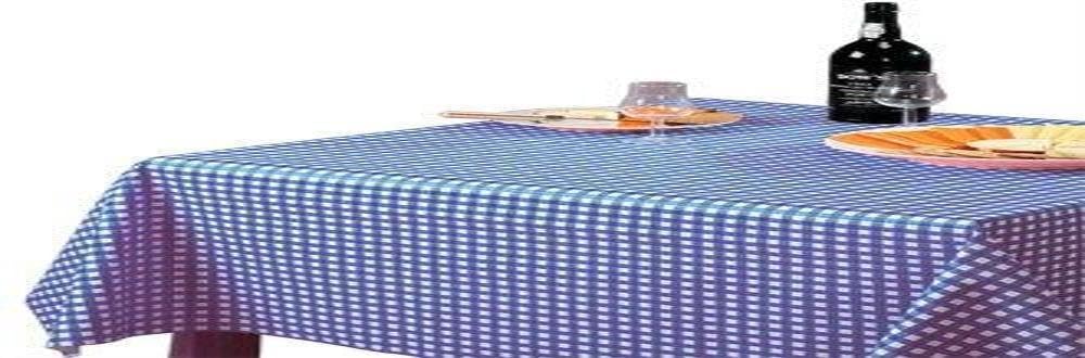Stalwart E789 Linen Blue Check Tablecloth, 1400mm X 1400mm