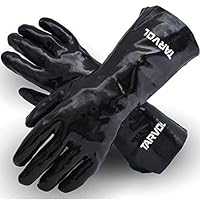 Chemical Resistant PVC Gloves (HEAVY DUTY INDUSTRIAL GRADE) Long Cuff Provides Wrist & Forearm Protection - Perfect for Cleaning and Protection from Acid, Grease, Oil, Lab, Solvents, More!