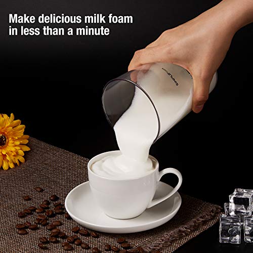 SIMPLETASTE Electric Milk Frother with Pitcher, Hands-free Battery Powered Foam Maker for Nespresso, Cappuccino and Coffee, 2 AA Batteries (Not Included), Black - Thumbnail 4