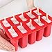 Popsicle Molds, Ouddy 10-Cavity Silicone Homemade Ice Pop Molds & A Silicone Funnel with 50 Pcs Wooden Sticks, Red
