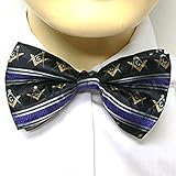 Bow Tie for Freemasons Lodge Attire - Pre-tied Black bow tie with Gold Masonry Symbols and Striped Pattern Design - Regalia Masonic Clothing Formal Suit or Tuxedo (Masonic Bow Tie)