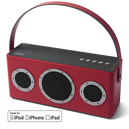 UPC 889086000469, GGMM M4 Leather Wireless Digital Wi-Fi / Bluetooth Indoor and Outdoor Speaker Featuring Airplay , DLNA , Spotify Connect, Built-in Wi-Fi, Rechargeable battery with Leather handle (Red)