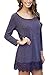 MiYang Women's Long Sleeve A-line Lace Stitching Trim Casual Dress L Violet