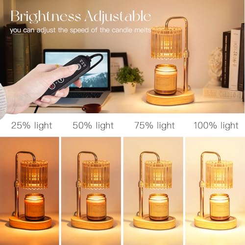 Candeldo Candle Warmer Lamp with Timer: Gold Candle Warming Lamp with 2 Bulbs Height Adjustable Wax Melt House Warming Gift New Home Decor Birthday Gift for Women