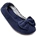 ULTRAIDEAS Women's Comfort Memory Foam Ballerina Slippers Breathable Knitted & Stretchable Terry Lining Slippers Anti-Skid House Indoor Shoes (Medium / 7-8 B(M) US, Navy Blue)