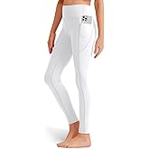SKIDREAM Girls' Black Athletic Leggings with Pockets, White Ankle Length Yoga Pants for Kids