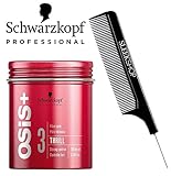 Schwarzkopf OSIS + THRILL 3 Texture FIBER GUM, Strong Control (with Sleek Steel Pin Tail Comb) (3.38 oz/100 ml)