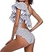 MAXIMGR Women One-Piece Swimsuit One Shoulder Cut Out Ruffle Monokini Off Shoulder Swimwear Bathsuit