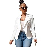 Dmoled Women's Business Blazer Casual Long Sleeves Lapel Open Front Suit Jacket Work Blazer with Pockets