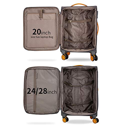 SHOWKOO Luggage Sets 3 Piece Softside Expandable Lightweight Durable Suitcase Sets Double