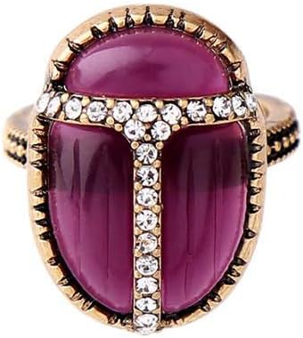 Vinty Jewelry Purple Scarab Ring with Rhinestones for Women