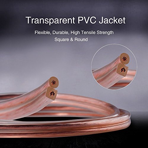 TYUMEN 40 FT Speaker Wire - 2 Conductors 18 Gauge Stranded 99.95% Oxygen Free Copper Wires - for Home Theater Speakers Radio Speakers Car Audio or Any Other Audio Interfaces-Transparent - Thumbnail 2
