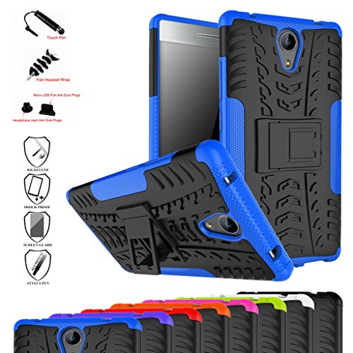 Lenovo Phab 2 Case,Mama Mouth Shockproof Heavy Duty Combo Hybrid Rugged Dual Layer Grip Cover with Kickstand For Lenovo Phab 2 Smartphone(With 4 in 1 Free Gift Packaged),Blue