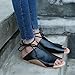 AIMTOPPY HOT Sale Women Cortex Flat-Bottomed Roman Sandals Open Ankle Flat Straps Platform Wedges Shoes (US:9, Black)