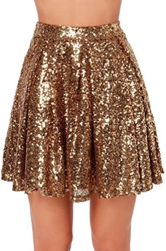 Weyeei Women Mini Skirt Sequins Party A-Line Clubwear Skirts