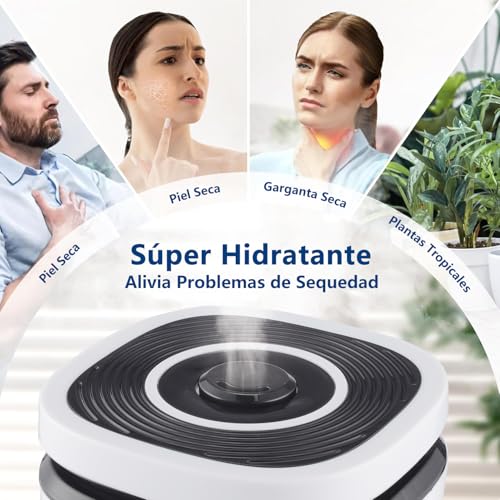 Glückluz Humidificador de Aire 4L para Dormitorio, Humidificador Ultrasónico y Difusor de Aromas con Boquilla 360° - Control de Humedad, Temporizador, Apagado Automático para un Ambiente Silencioso