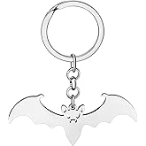 HUAGEO Halloween Stainless Steel Spooky Bat Keychain Purse Charms Gifts For Women Car Backpack Keys Fun Jewelry Accessories