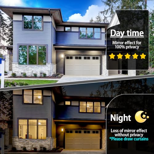 Zindoo Anti-Glare Window Film Anti Heat Good Mirror Effect with Installation Kit 40 x 200 cm Anti-UV Privacy Protection Sun Protection for Windows Home Office Store
