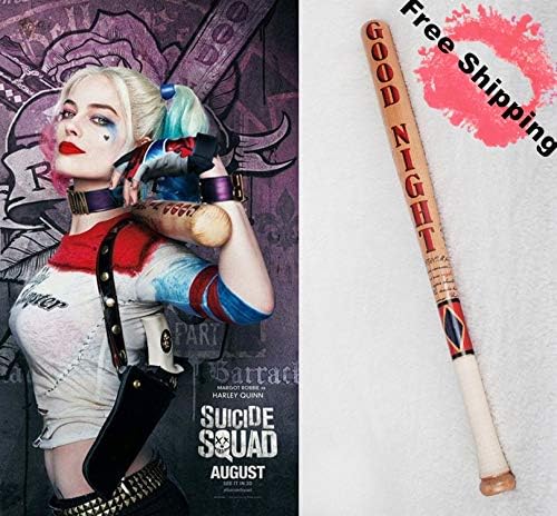 The cos world 33"/84cm Harley Quinn Solid Wood Baseball Bat Batman Suicide Squad Wooden Baseball bat Comic Cosplay Prop