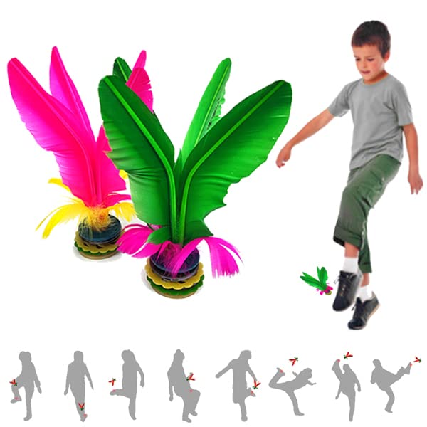 Jastown Kick Shuttlecock,Chinese Jianzi,foot Shuttlecock,Feather Football assembled,Colorful Feather Kicking Shuttlecock for Foot Exercise Sports Game，kick feather ball outdoor or indoor,2 pc (GP)