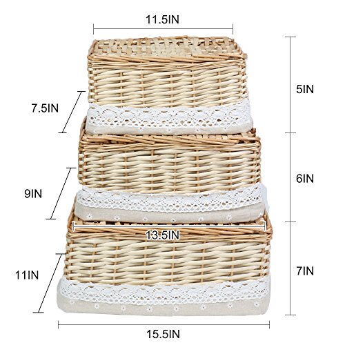 MEIEM Utility Storage Baskets, Woven Wicker Storage Baskets with