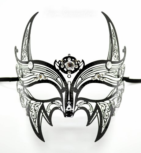 New Wolverine Men's Mask Laser Cut Venetian Halloween Masquerade Mask Costume Extravagant Inspire Design - Black w/ Rhinestones