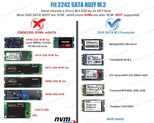 USB 3.1 SATA Behuizing voor 2230/2242 NGFF M.2 SSD, ElecGear NG-2242A (SATA + USB A-stekker) Mini Externe Aluminium… - Image 6